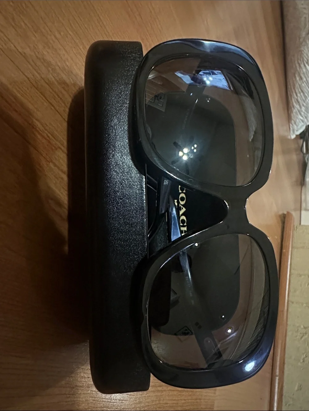 Coach Glossy Black Oversized Square Sunglasses